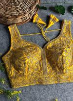 Italian Silk Yellow Party Wear Embroidery Work Readymade Blouse